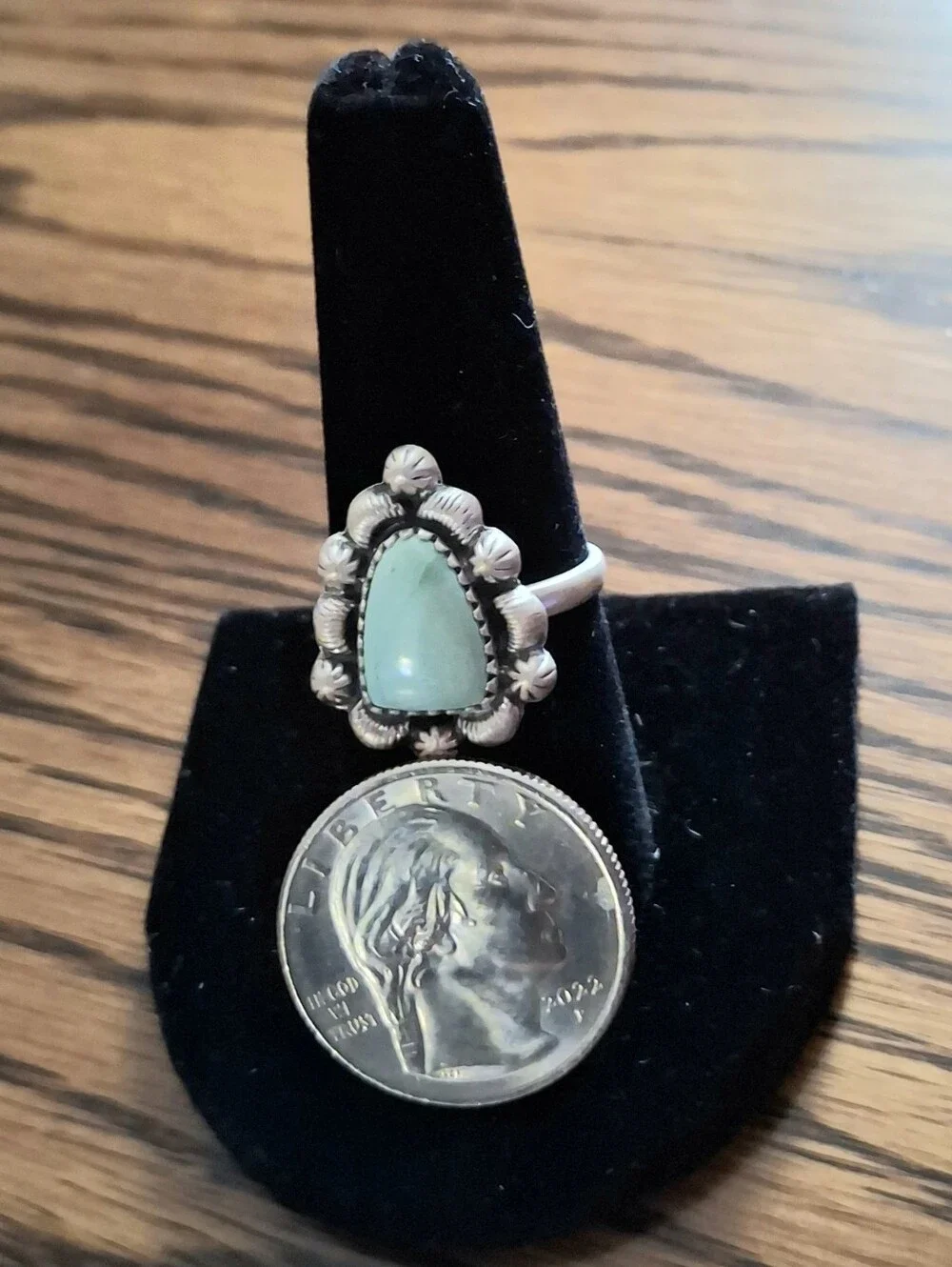 Turquoise Natural Stone Sterling Silver Hardware Size 7.5